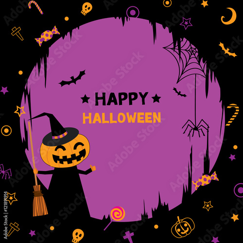 Halloween purple background with frame pattern