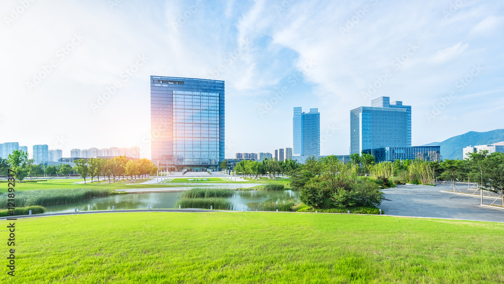 shanghai central city park against clear sky,china,asia.