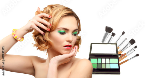 Beautiful woman face with p...