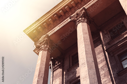 Pillars of courthouse in retro style
