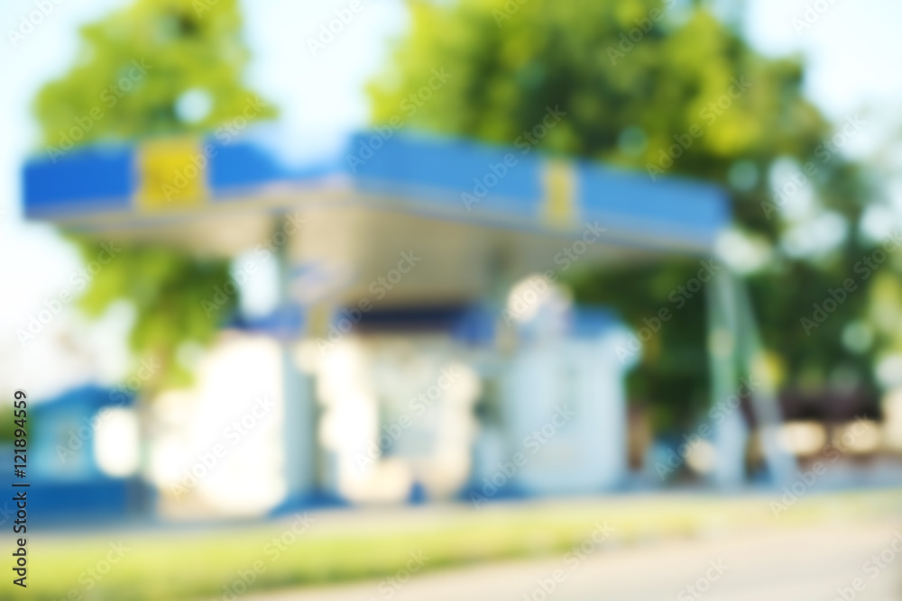 Gas station blurred background