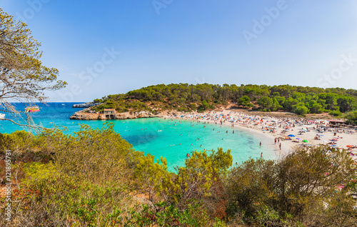 Fototapeta Naklejka Na Ścianę i Meble -  Beautiful beach with turquoise water Majorca Spain Cala Mondrago S`Amarador