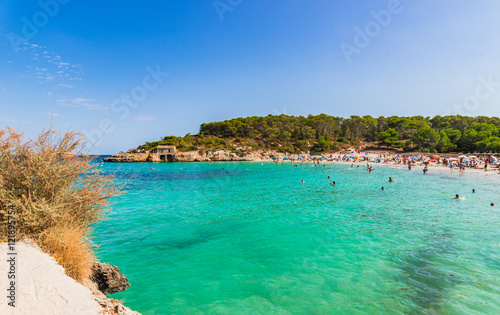 Beautiful view of the beach S´Amarador Cala Mondrago Majorca Spain photo