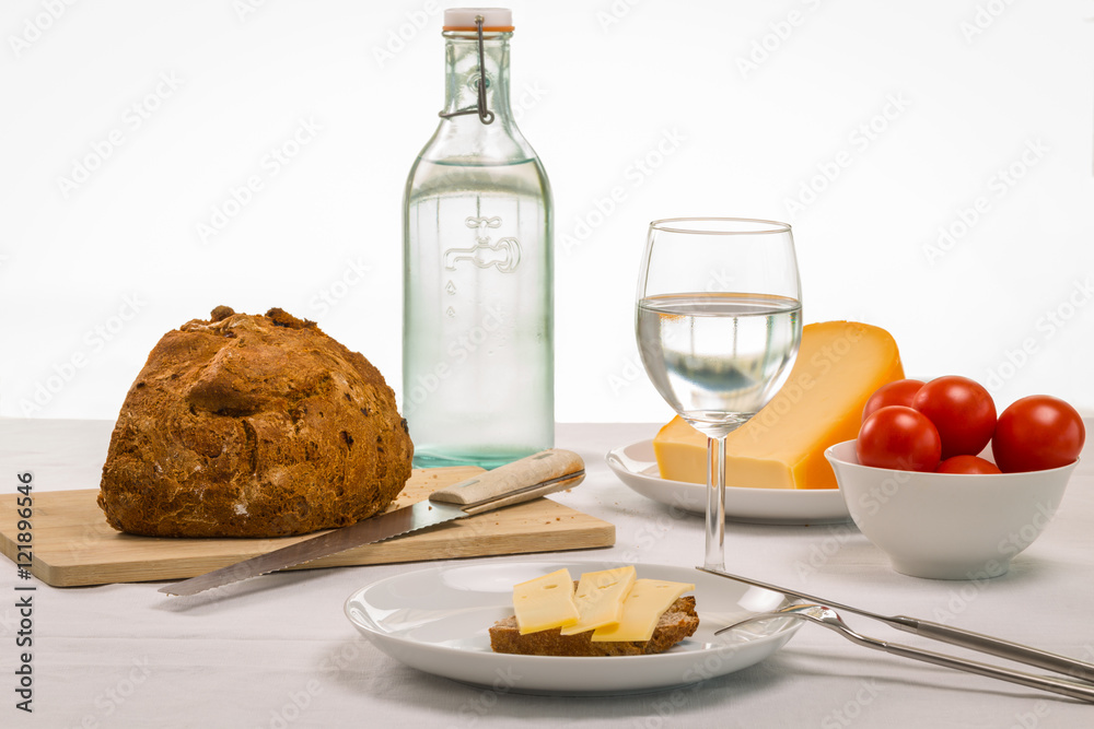 Healthy summer lunch with fresh water Healthy summer lunch with fresh water