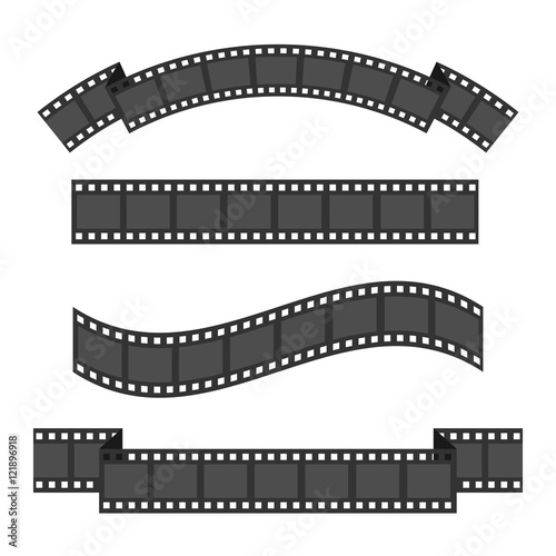 Film strip frame four set. Different shape ribbon. Design element. White background. Isolated. Flat