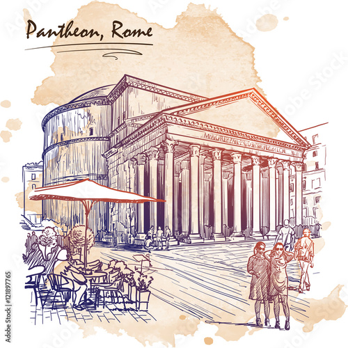 Photography Pantheon sketch on a grunge background