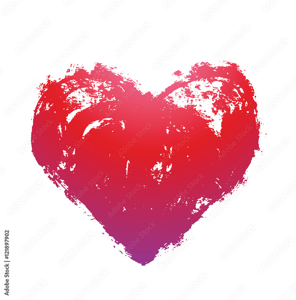 Vector hand-drawn grunge brush strokes in the form of silhouette of a red heart symbol on a white background. Brush smear stain texture. Valentine's Day. Vector hand-drawn grunge brush strokes in the form of silhouette of a red heart symbol on a white background. Brush smear stain texture. Valentine's Day.