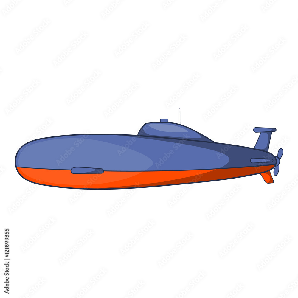 Submarine icon in cartoon style isolated on white background. Sea and transport symbol vector illustration Submarine icon in cartoon style isolated on white background. Sea and transport symbol vector illustration