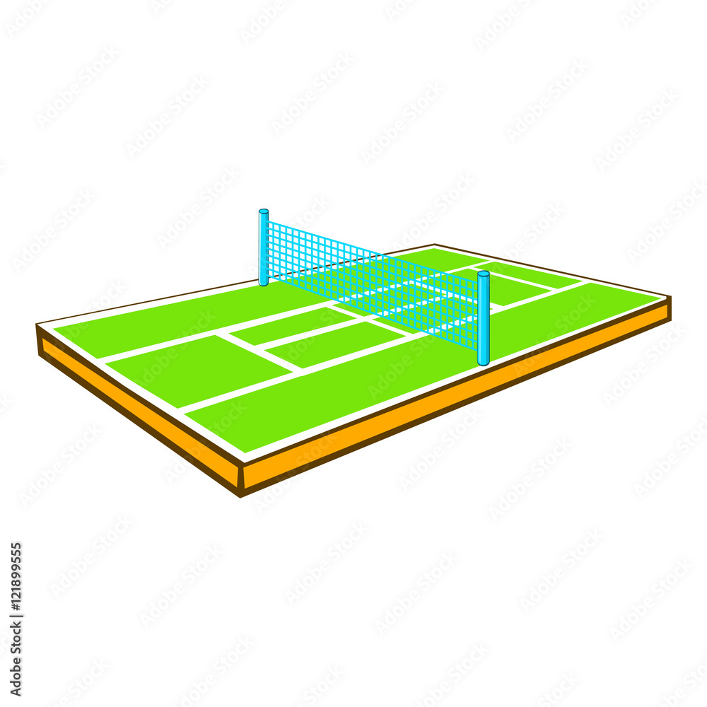 Tennis court icon in cartoon style isolated on white background. Game symbol vector illustration