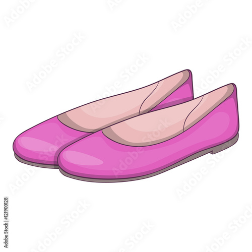 Womens flat shoes icon in cartoon style isolated on white background. Wear symbol vector illustration
