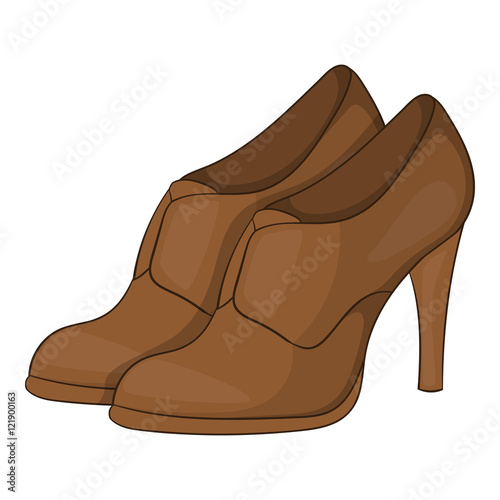 Womens shoes on platform icon in cartoon style isolated on white background. Wear symbol vector illustration