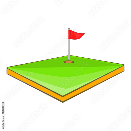 Golf course icon in cartoon style isolated on white background. Sport symbol vector illustration