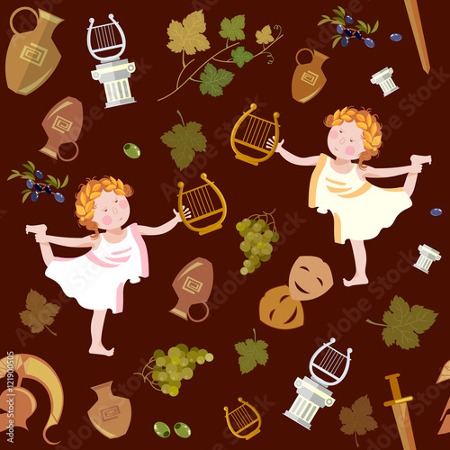 Ancient Greece and Ancient Rome  seamless pattern