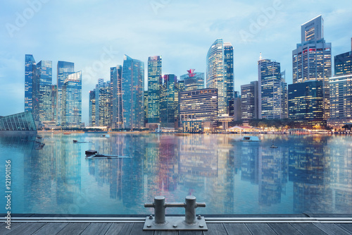 Photography central Singapore skyline. Financial towers and shopping malls