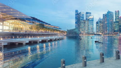 Photography central Singapore skyline. Financial towers and shopping malls