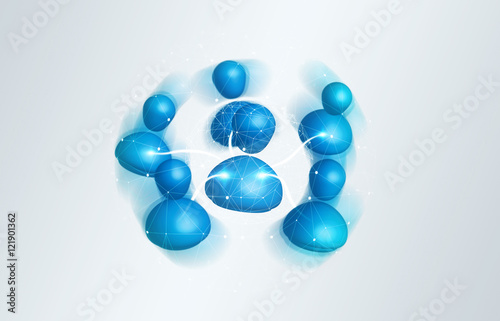 Digital blue social network on 3D rendering