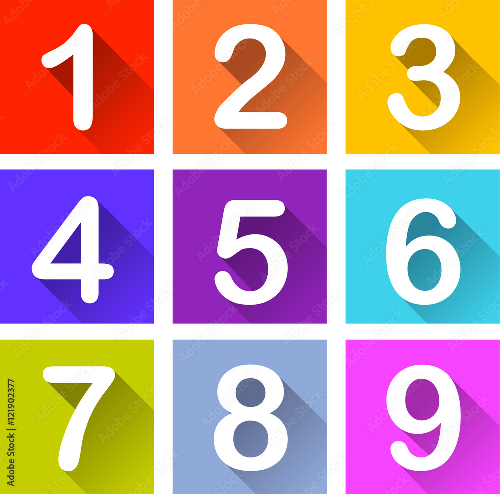 numbers coloful icons numbers coloful icons