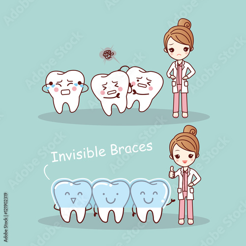 cute cartoon tooth invisible braces