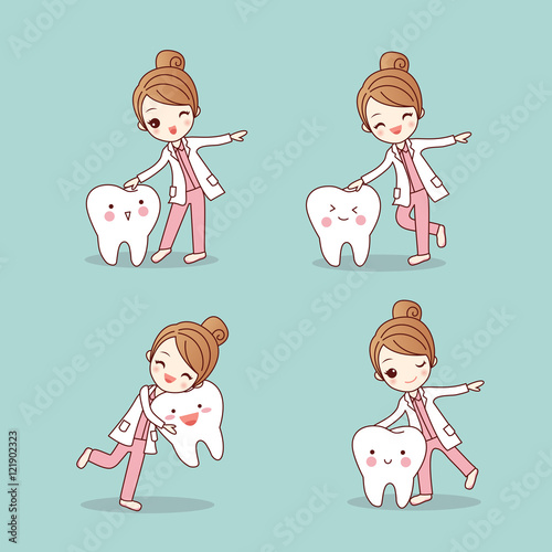 cartoon dentist doctor with tooth