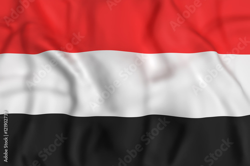 Republic of Yemen flag waving