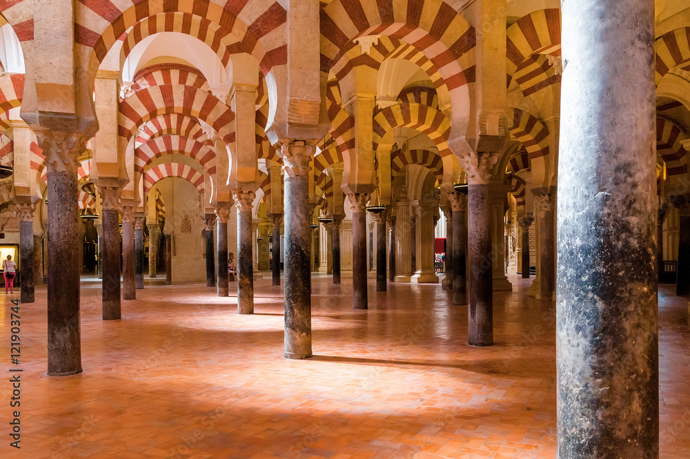 Inside beautiful medieval Cathedral - Mezquita. Cordoba, Andalusia province, Spain.