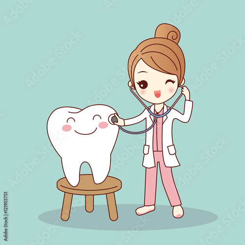 cartoon dentist doctor with tooth