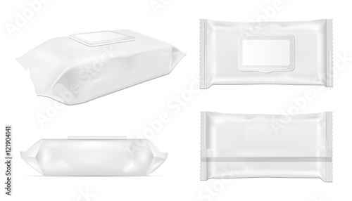 White wet wipes package with flap