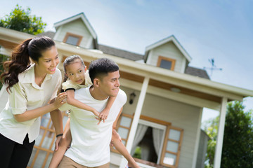 Asian family portrait with happy people smiling