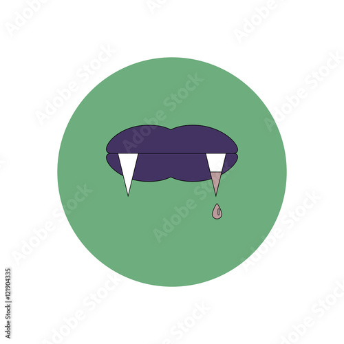 Vector illustration in flat design Halloween icon bloody vampire mouth