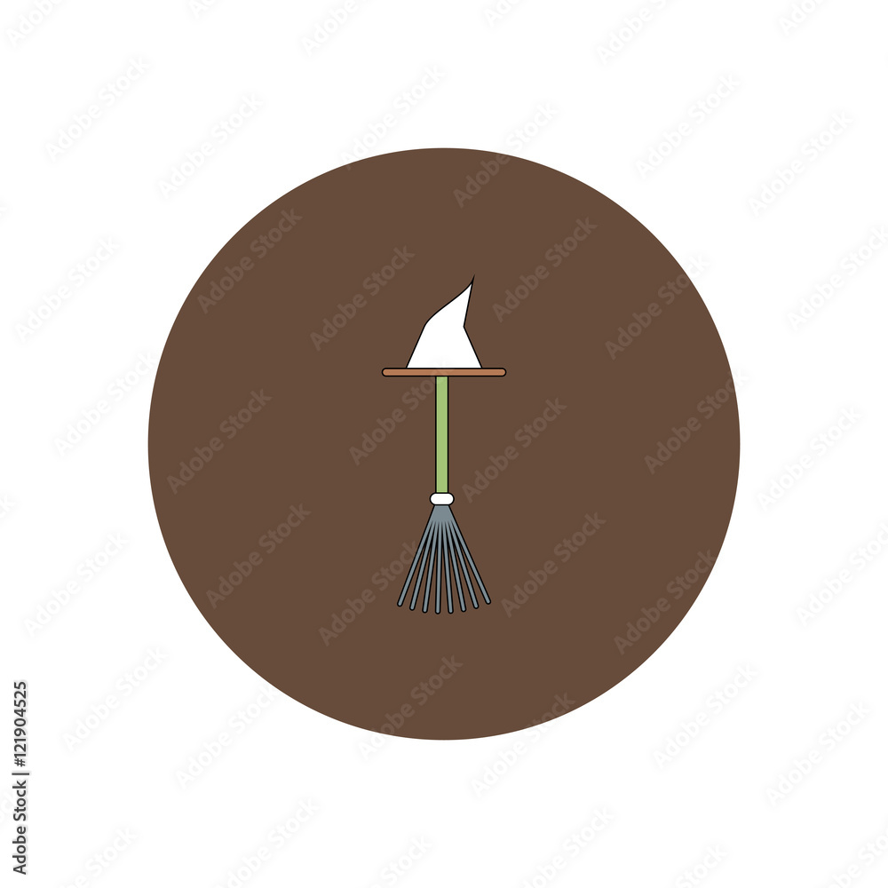 Vector illustration in flat design Halloween icon broom Vector illustration in flat design Halloween icon broom