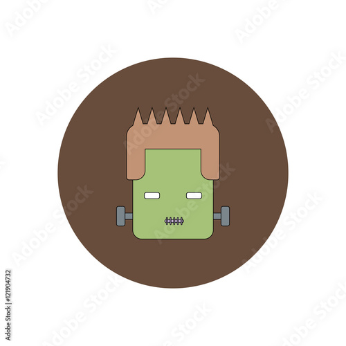 Vector illustration in flat design Halloween icon Frankenstein monster