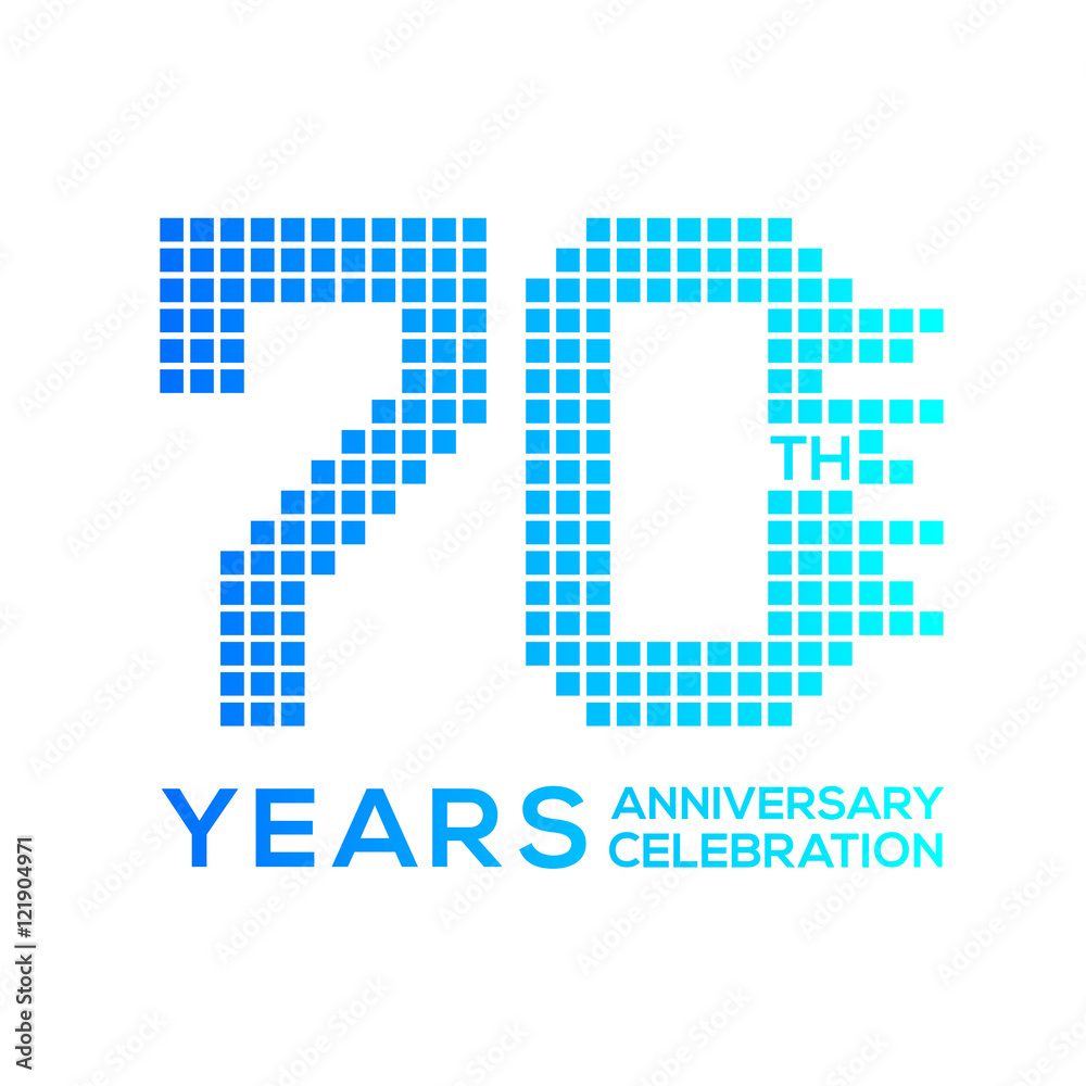 70 years anniversary with a pixels digital,technology logo 70 years anniversary with a pixels digital,technology logo