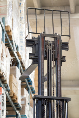 warehouse stacker forklift lifting © ngaliero