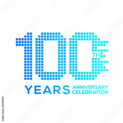 100 years anniversary with a pixels digital,technology logo