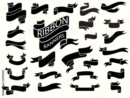  black ribbon banners design template