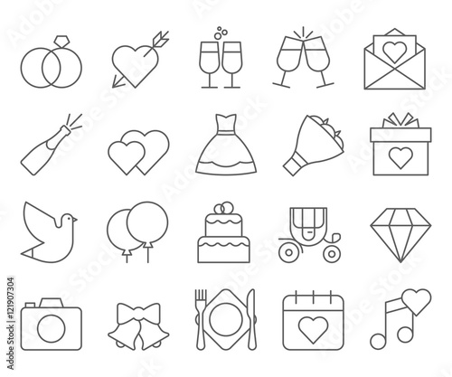 Outline web icon set - wedding