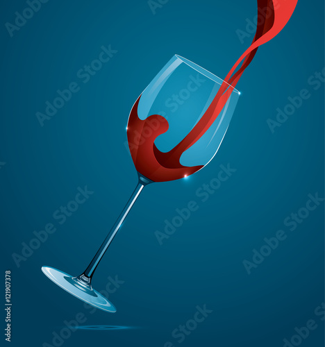 Pouring red wine into the glass. Vector illustration
