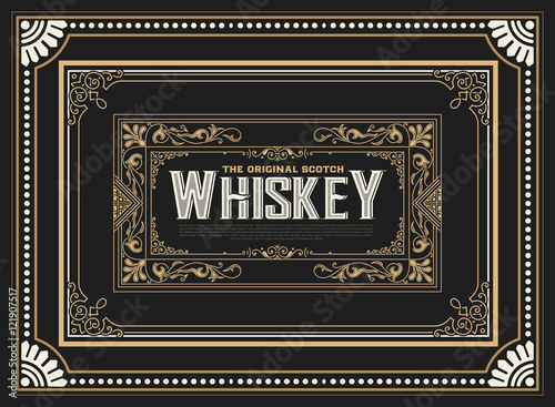 Whiskey label with old frames
