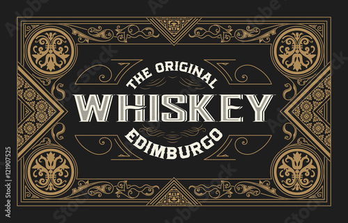 Whiskey label with old frames