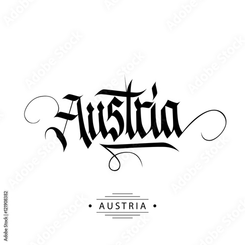 Handwritten inscription Austria. Hand drawn lettering. Calligraphic element for your design. Vector illustration.