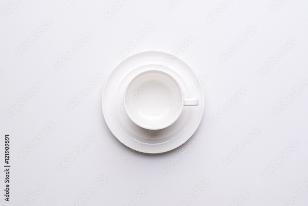 Top view on empty white coffee Top view on empty white coffee