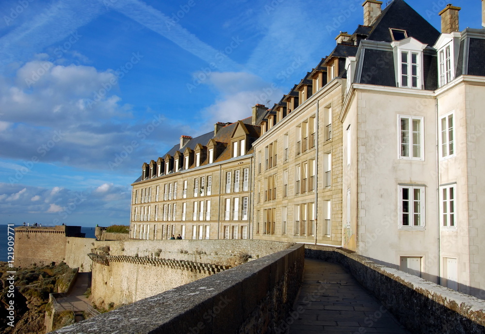 Fortress wall and the old town of Saint-Malo. The province of Brittany, France Fortress wall and the old town of Saint-Malo. The province of Brittany, France