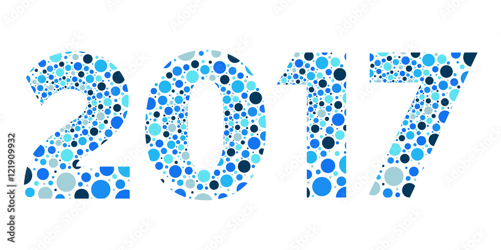 2017 Happy New Year bubble vector, blue isolated symbol 2017 Happy New Year bubble vector, blue isolated symbol