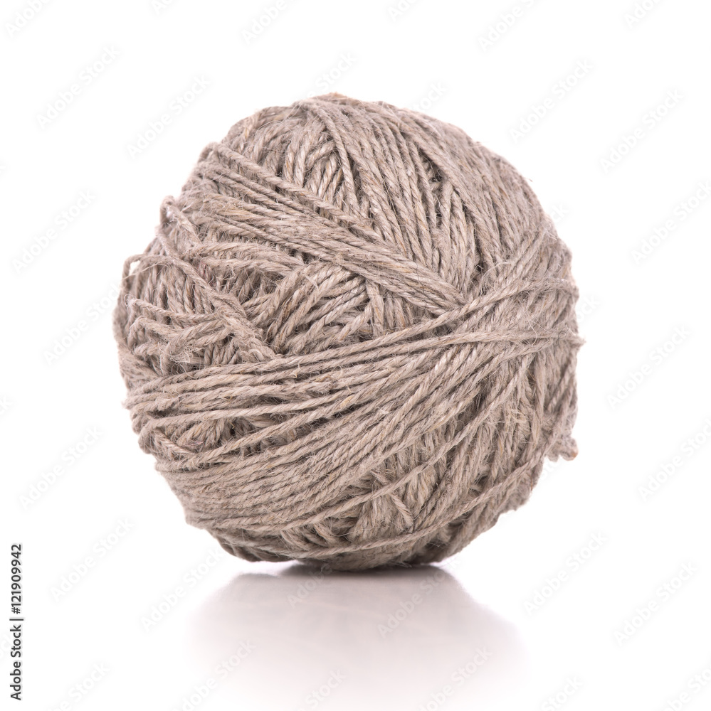 Skein of linen thread for handmade on isolated white background Skein of linen thread for handmade on isolated white background
