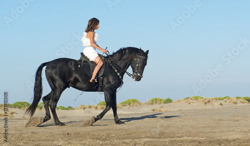 horse woman on the beach © cynoclub