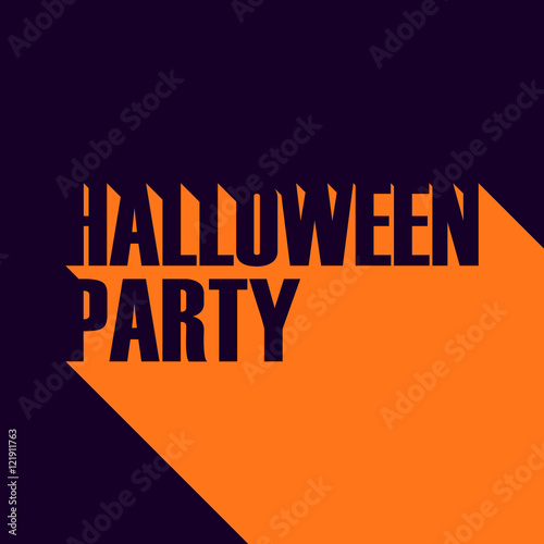 Inscription Halloween party with long shadow. Vector illustration.