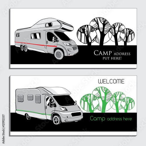 illustration of cars Recreational Vehicles Camper Vans Caravans 