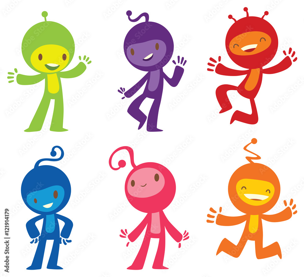 Vecteur Stock Vector set of cartoon images of funny little creatures of