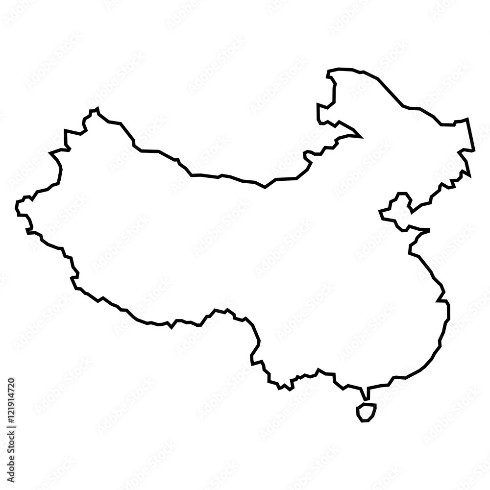 Black contour map of China