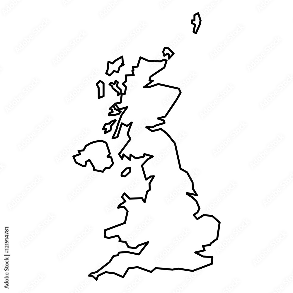Black contour map of United Kingdom Stock Vector Adobe Stock